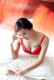 반구 아름다움 빨간 드레스 섹시 매혹적인 매력적인 가슴 패턴 사진
