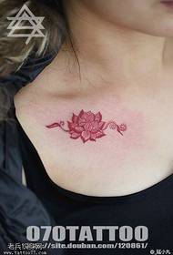chest red mini small lotus tattoo pattern
