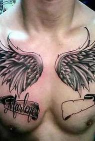 chest full of personality wings tattoo