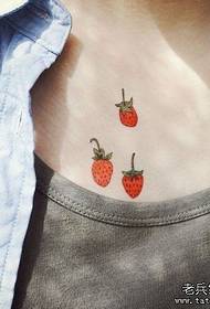 Tattoo show bar recommended a chest cartoon strawberry tattoo pattern