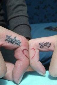 Couple finger english alphabet sweet tattoo