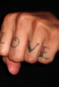 Finger color love word english tattoo picture