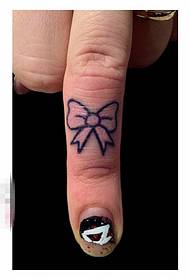 Girl finger on black and white literary small fresh minimalist line tattoo pattern