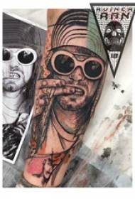 Character portrait tattoo painting portrait of male character on arm