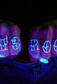 Finger fluorescent letter tattoo pattern