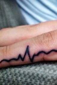 Finger beautiful and beautiful ECG tattoo pattern