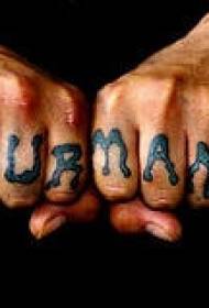 Male finger color letter tattoo picture