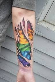 Small fresh tattoo - creative and interesting colorful rainbow elements of literary small fresh tattoo pattern