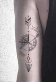 Geometric element tattoo male student arm on compass and arrow tattoo picture
