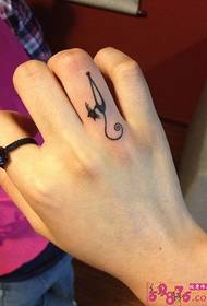 Finger small pattern cat tattoo picture