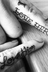 Couple finger small English tattoo
