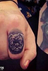 Finger personality bulldog dog tattoo pattern