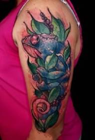 Appreciation of tattoo patterns such as a group of arm animals in heavy water color style