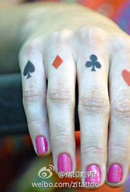 Beauty finger spades love plum square piece tattoo