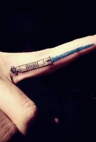 Pirkstu zilas krāsas zobena tetovējuma modelis