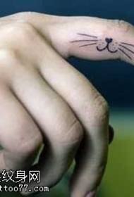 Finger super cute cat tattoo pattern