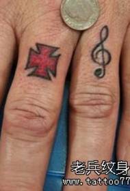 Δάχτυλο σταυρό μουσική τατουάζ τέχνης εικόνα τέχνης εικόνα