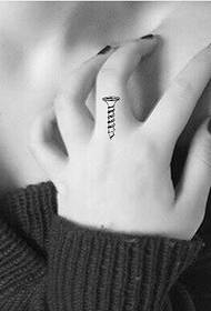 Girl finger classic simple screw tattoo pattern picture