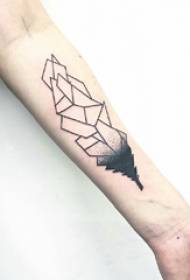 Geometric element tattoo girl arm on black feather tattoo picture