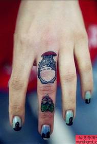 Finger cartoon tortoise tattoo pattern