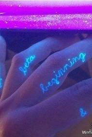 Intimate Tattoo Appreciation of Sister's Finger: Invisible Fluorescent Text Tattoo Picture