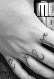 Finger gray letter flower tattoo picture
