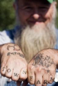 Палец черный стиль надписи буквы татуировки