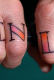 Finger colored red shiny letter tattoo pattern