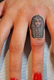 Finger egyptian pharaoh mask tattoo pattern