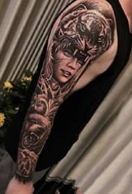 Big black flower arm: a set of 9 large black flower arm tattoo designs in European and American style
