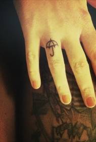 Patrón simple de tatuaxe de paraugas no dedo