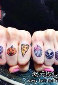 A group of beautiful colorful cartoon finger tattoo designs