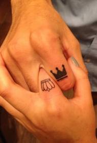 Couple Finger King and Queen Crown Tattoo Pattern