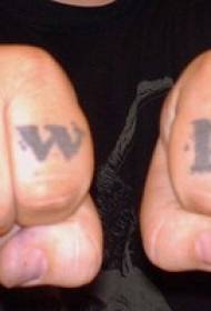 Prst debele linije crno slovo tetovaža slova