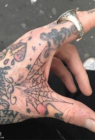 Spider web tattoo pattern at the tiger's mouth