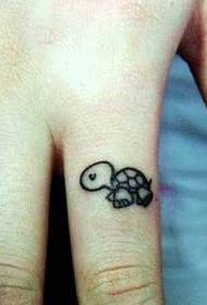 Finger small fresh turtle tattoo pattern