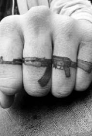Boy finger on black gray point tattoo geometric line machine gun tattoo picture