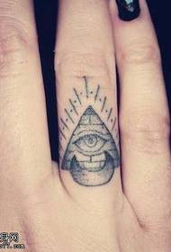 指に美しい目のタトゥーパターン