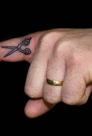 Finger black scissors tattoo pattern