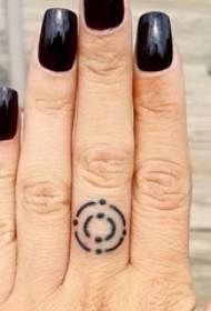 Girl finger on black line geometric element creative small pattern tattoo pattern