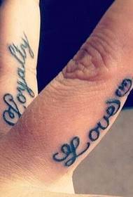 Girl three fingers english tattoo