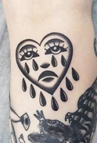 Triest tattoo patroon meisje met triest tattoo foto op zwarte arm