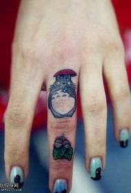 Finger cartoon tortoise tattoo pattern