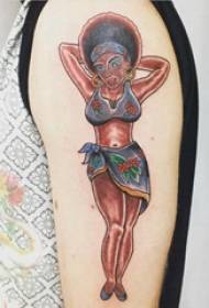 Tatuaje de personaxe de beleza patrón de colexio brazo pintado cadro de tatuaxe de fermosa muller
