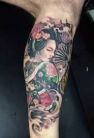 a group of Japanese geisha tattoo designs with a big arm