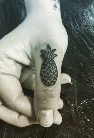 Finger black and white small pineapple tattoo pattern