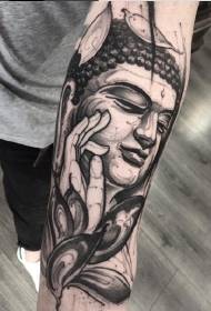 Hiji set panangan anu alus pisan sareng tattoo hideung sareng kulawu dianggo