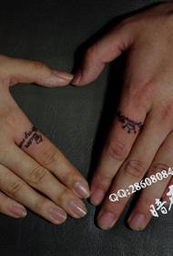 Shanghai tattoo show picture dark incense tattoo works: couple finger tattoo