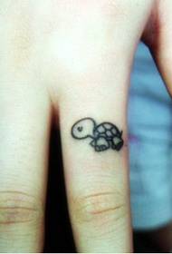 Finger cute little turtle tattoo picture