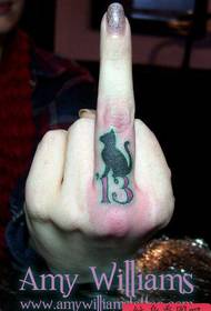 Finger cat tattoo work